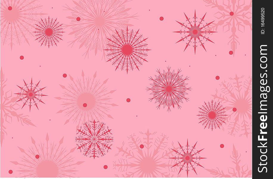 Pink And Red Snowflake Background