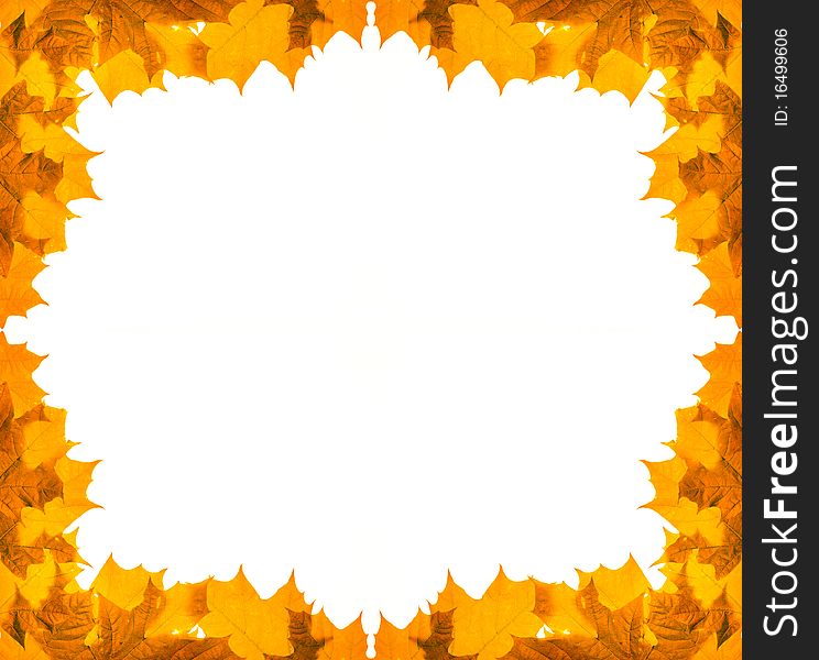 Maple leaves frame isolated on white background. Maple leaves frame isolated on white background