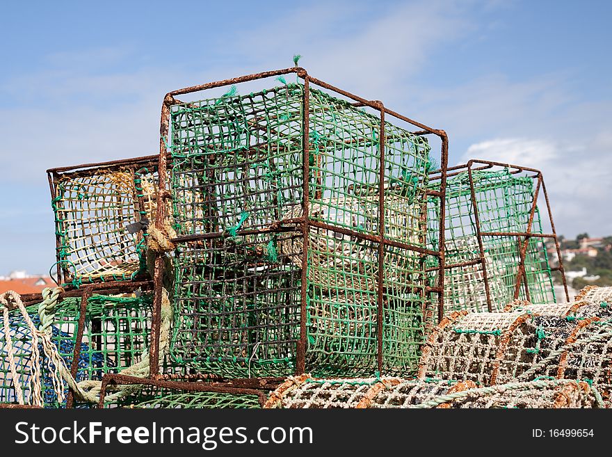 The picture of lobster traps at Atlantic ocean