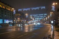 Khreshchatyk, The Main Street Of Kyiv At Christmas Royalty Free Stock Image