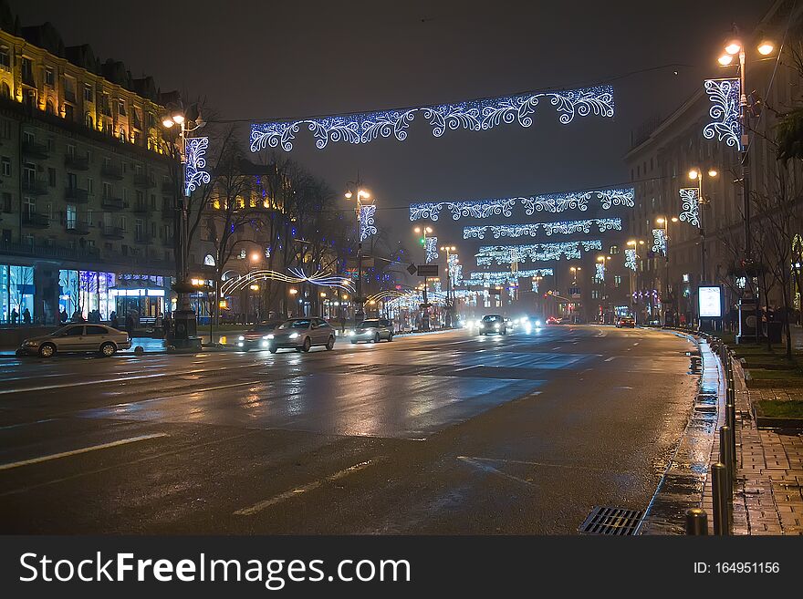 Khreshchatyk, the main street of Kyiv at Christmas