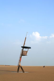 On The Beach,a Watchtower Under Blue Sky Stock Images On The Beach,a Watchtower Under Blue Sky Stock Images