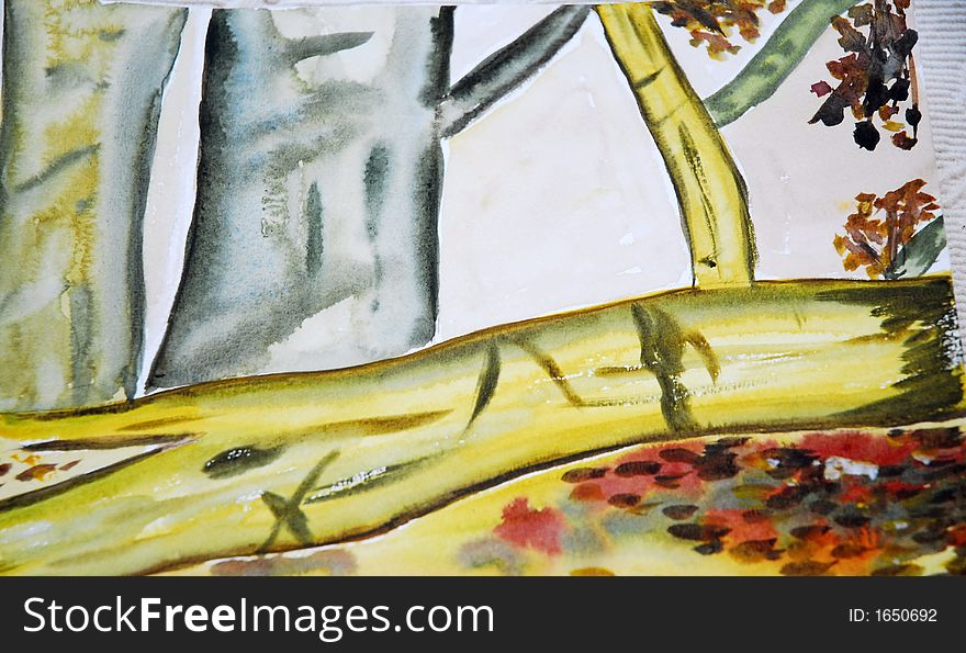 Artist Drawing of Autumn Trees. Artist Drawing of Autumn Trees