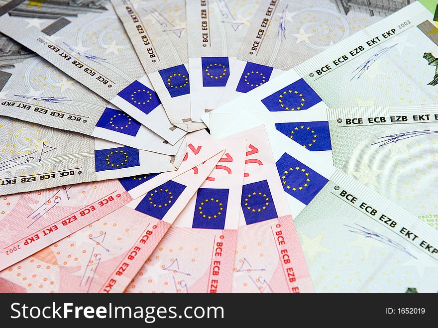 European money in different wievs