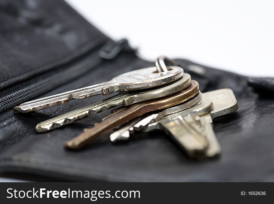 Some keys in a black case