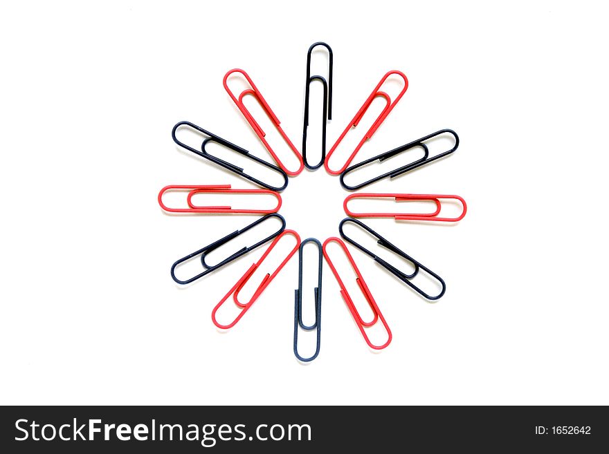 Pop Art Paper Clip Flower In Red And Blue On A White Background