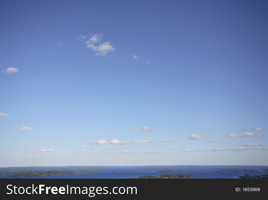 Sky and lake in finland