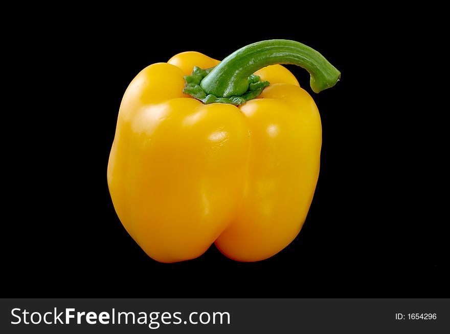Yellow sweet pepper on black