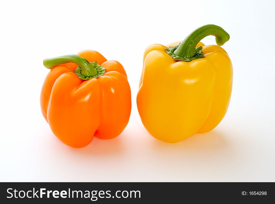 Two sweet peppers on white. Two sweet peppers on white