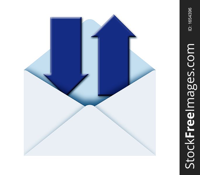 Illustration of a poste envelope with up-and-down arrows inside. Illustration of a poste envelope with up-and-down arrows inside