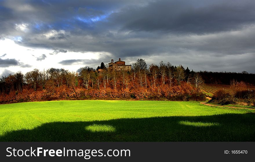 View of the Montesierpi hermitage, famous for the Sward in the Stone of Saint Galgano, Siena, Tuscany. View of the Montesierpi hermitage, famous for the Sward in the Stone of Saint Galgano, Siena, Tuscany.