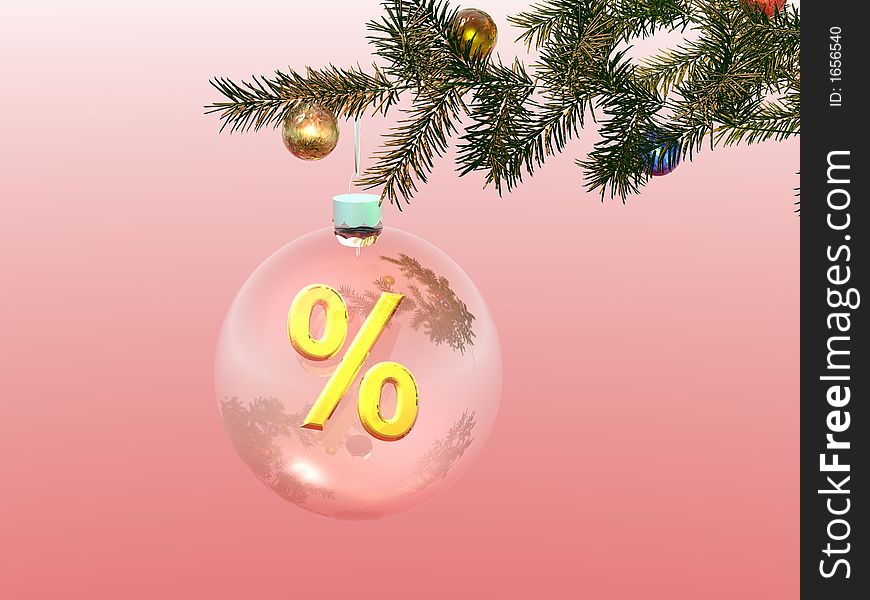 Christmas discounts. New Year. Christmas ornaments. 3D.
