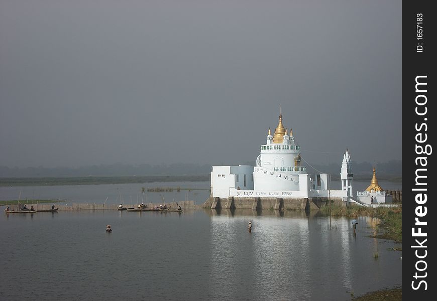 River temple in mandalay near teak bridge