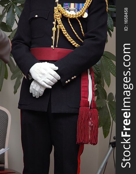 English royal officer standing in conference room