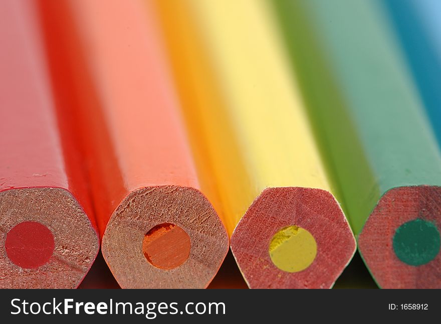 Butt-end of color pencils, macro. Butt-end of color pencils, macro