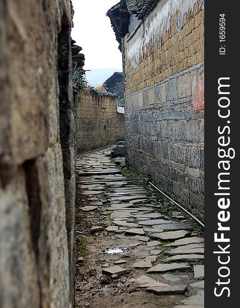 Back lance or  stone pathway of an ancient chinese village