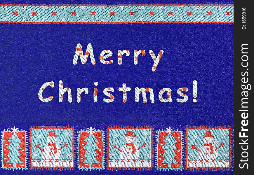 Merry Christmas, snowman and snowflakes - textile background