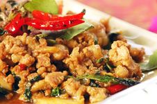 Fried Pork With Holy Basil Stock Photos Fried Pork With Holy Basil Stock Photos