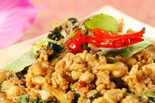 Fried Pork With Holy Basil Stock Photo Fried Pork With Holy Basil Stock Photo