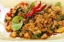 Fried Pork With Holy Basil Stock Image Fried Pork With Holy Basil Stock Image
