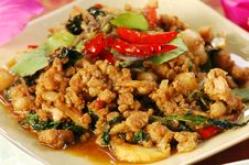 Fried Pork With Holy Basil Royalty Free Stock Image Fried Pork With Holy Basil Royalty Free Stock Image