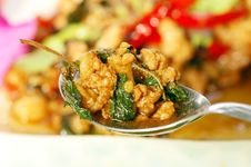 Fried Pork With Holy Basil Stock Photography Fried Pork With Holy Basil Stock Photography
