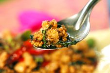 Fried Pork With Holy Basil Stock Image Fried Pork With Holy Basil Stock Image