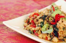 Fried Pork With Holy Basil Royalty Free Stock Photography Fried Pork With Holy Basil Royalty Free Stock Photography