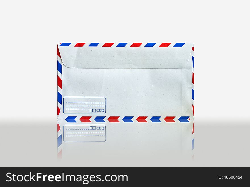 Back side of envelope isolated on white