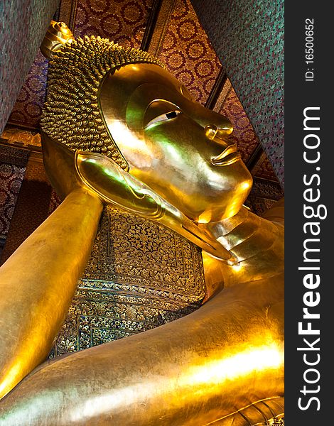 A big Reclining Buddha in Thailand. A big Reclining Buddha in Thailand