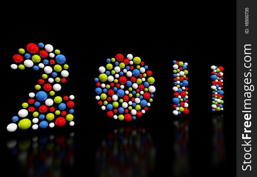 Figures which consist of colorful balls on black background. Figures which consist of colorful balls on black background.