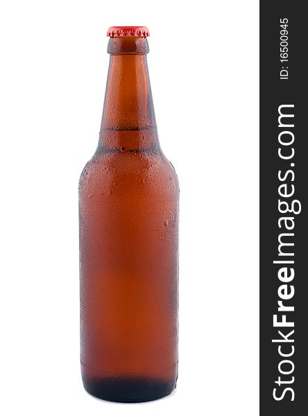 Beer In Bottle  Isolated On White.