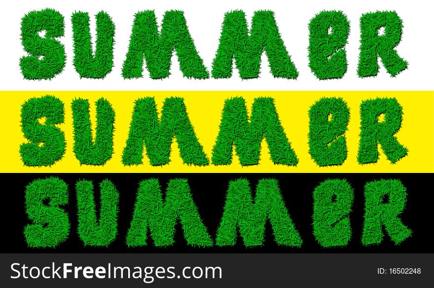 Summer grass textured word isolated on black, white and yellow. Summer grass textured word isolated on black, white and yellow