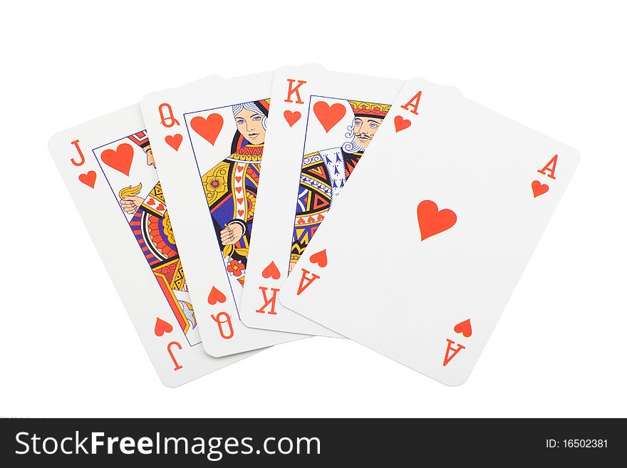 Playing cards isolated on white background