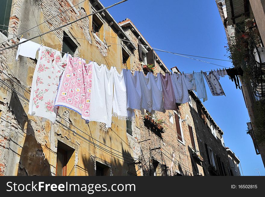 Wet clothes hanging