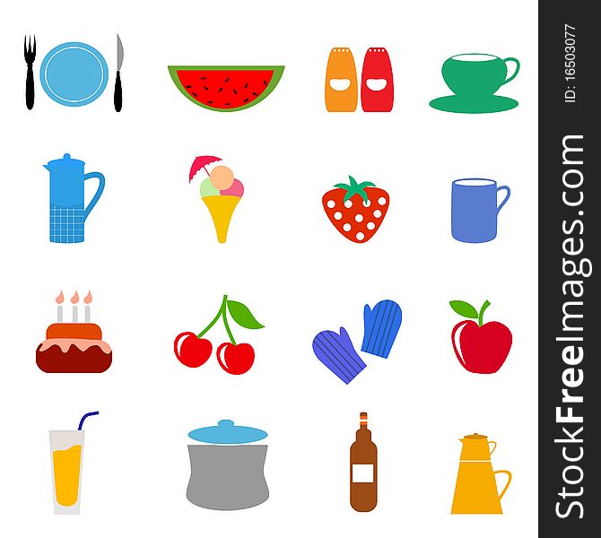 Set of food drink icons illustration vector