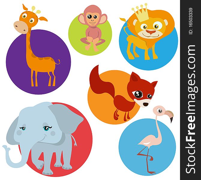 Cartoon wild animals illustration vector