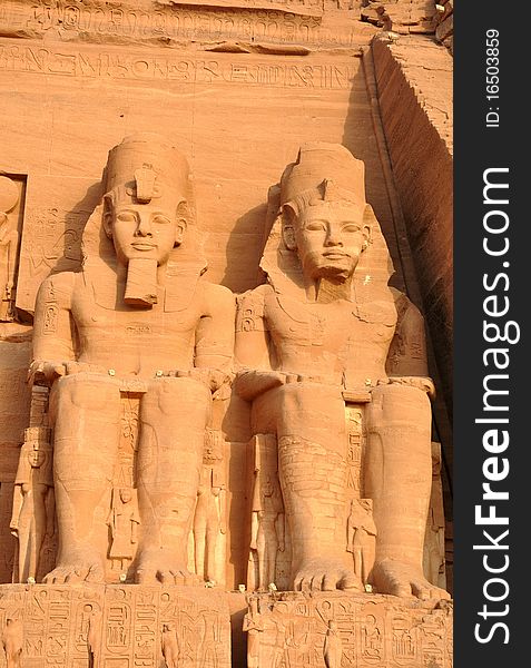 Scenery of the huge statues of Pharaoh Ramesses II, at Abu Simbel, Egypt. Scenery of the huge statues of Pharaoh Ramesses II, at Abu Simbel, Egypt