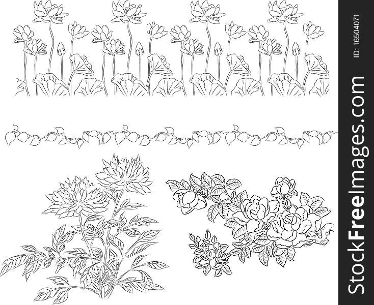 Modern floral background created with lines. Modern floral background created with lines