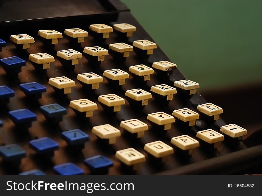 Blue and white type key writers. Blue and white type key writers