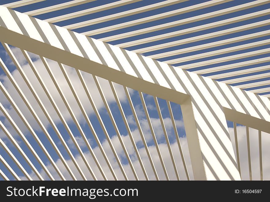 Modern White Metallic Structure in a public park of Spain