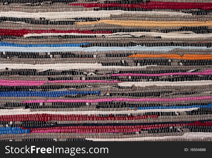 Hand woven cotton fabric, traditional colorful carpet