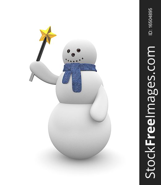 Snowman With Magic Wand