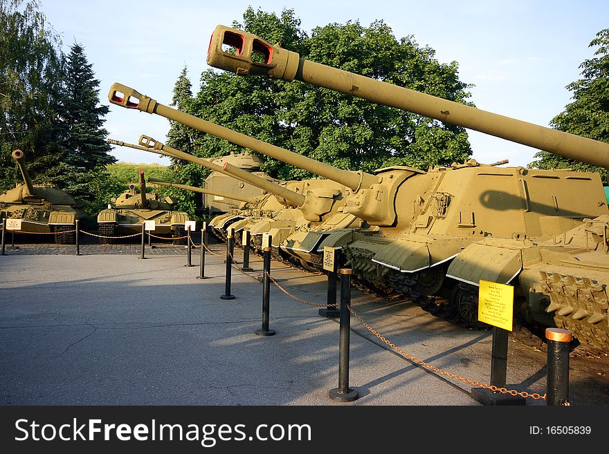 Russian tanks on the exhibition show in Ukraine
