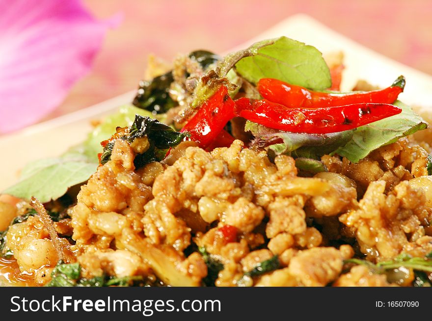 Fried Pork With Holy Basil