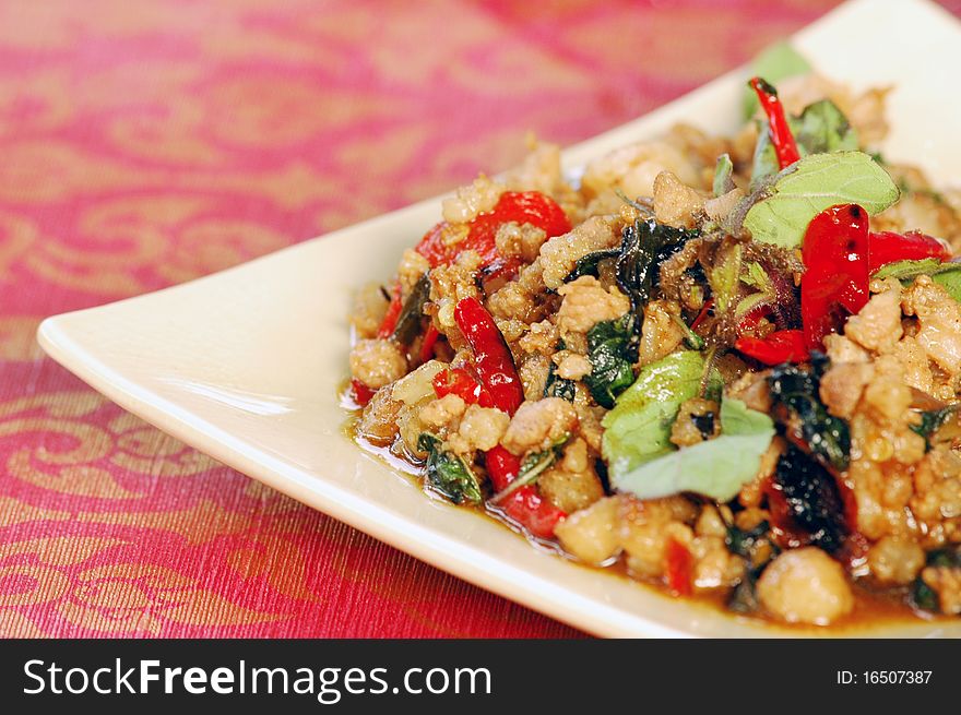 Fried pork with Holy Basil