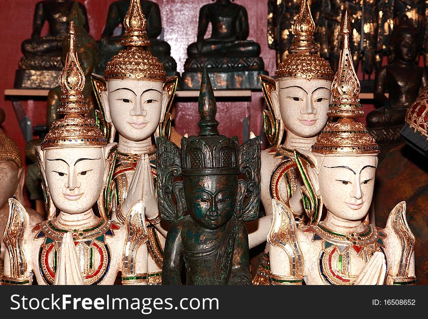 Buddha heads sold in Chatuchak Weekend Market, Bangkok,Thailand