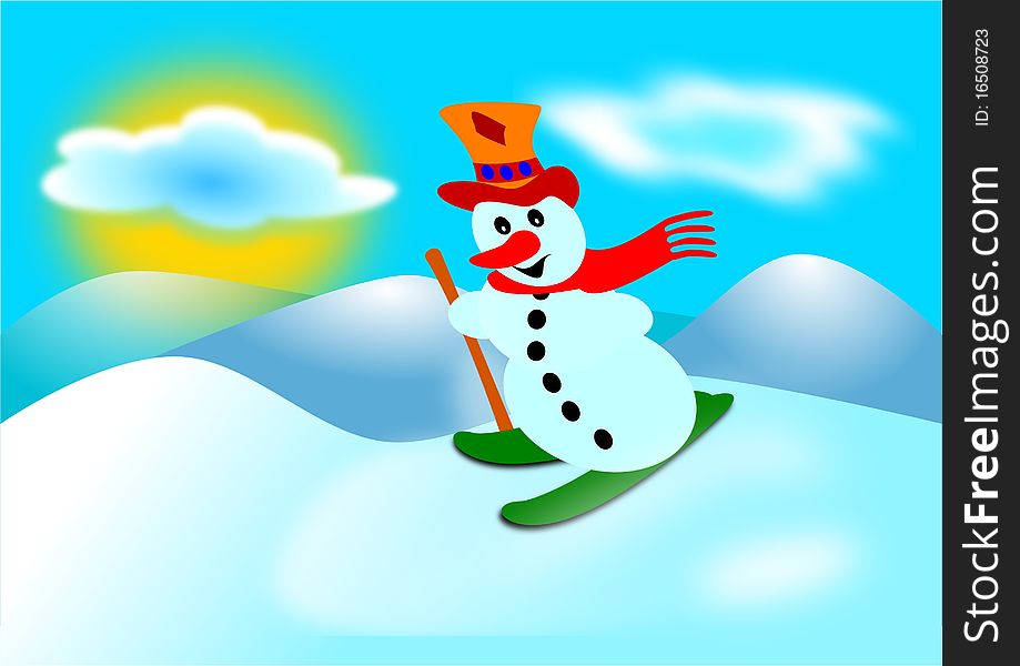 Snowman And Ski