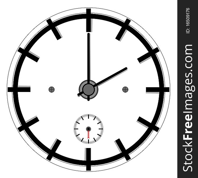 Illustration of simple  clock on isolated background. Illustration of simple  clock on isolated background