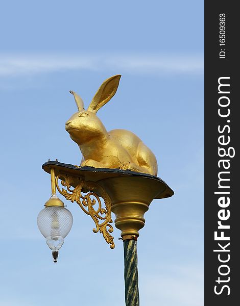 Rabbit light bulb for display in park.